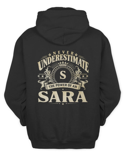 Never Underestimate Your Name Luxury Logo Shirt SARA M1-63 / Unisex Hoodie / black