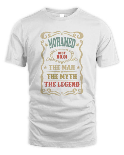 The Man The Myth The Legend Vintage Gold Wine Shirt MOHAMED M1-52 / Unisex Standard T-Shirt / white
