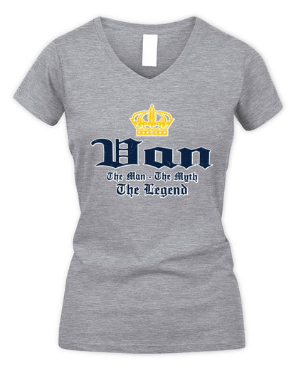 The Man The Myth The Legend Corona Beer T-Shirt VAN M1-S83 / Women's V-Neck T-Shirt / sport grey