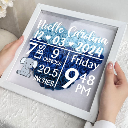 Baby Birth Stats - Personalized Flower Shadow Box
