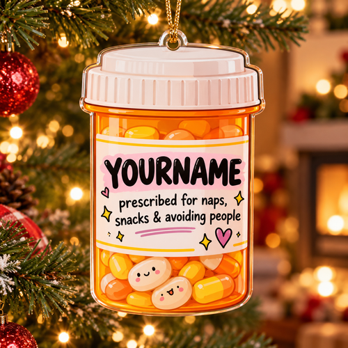 Prescribed For Naps Snacks & Avoiding People - Personalized Acrylic Ornament