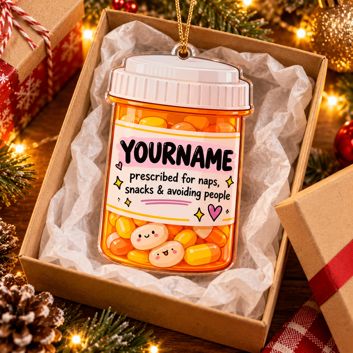 Prescribed For Naps Snacks & Avoiding People - Personalized Acrylic Ornament