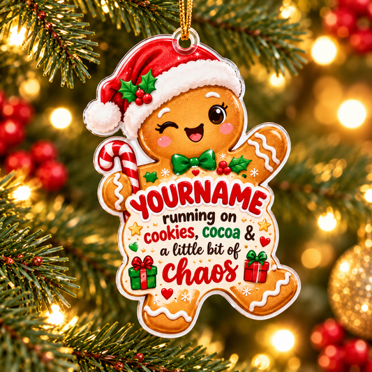 Running On Cookies Coca & A Little Bit Of Chaos - Personalized Acrylic Ornament