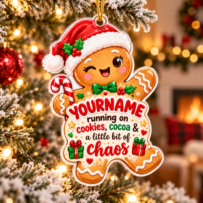 Running On Cookies Coca & A Little Bit Of Chaos - Personalized Acrylic Ornament