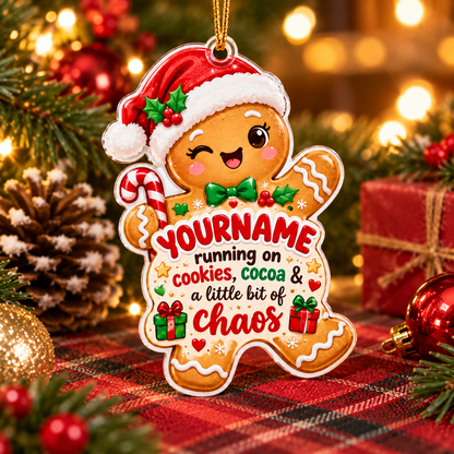 Running On Cookies Coca & A Little Bit Of Chaos - Personalized Acrylic Ornament