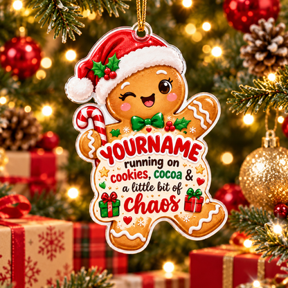 Running On Cookies Coca & A Little Bit Of Chaos - Personalized Acrylic Ornament