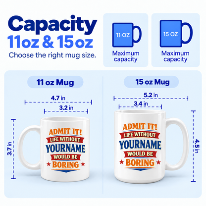 Admit It Life Without Your Name Would Be Boring Funny Mug MG05