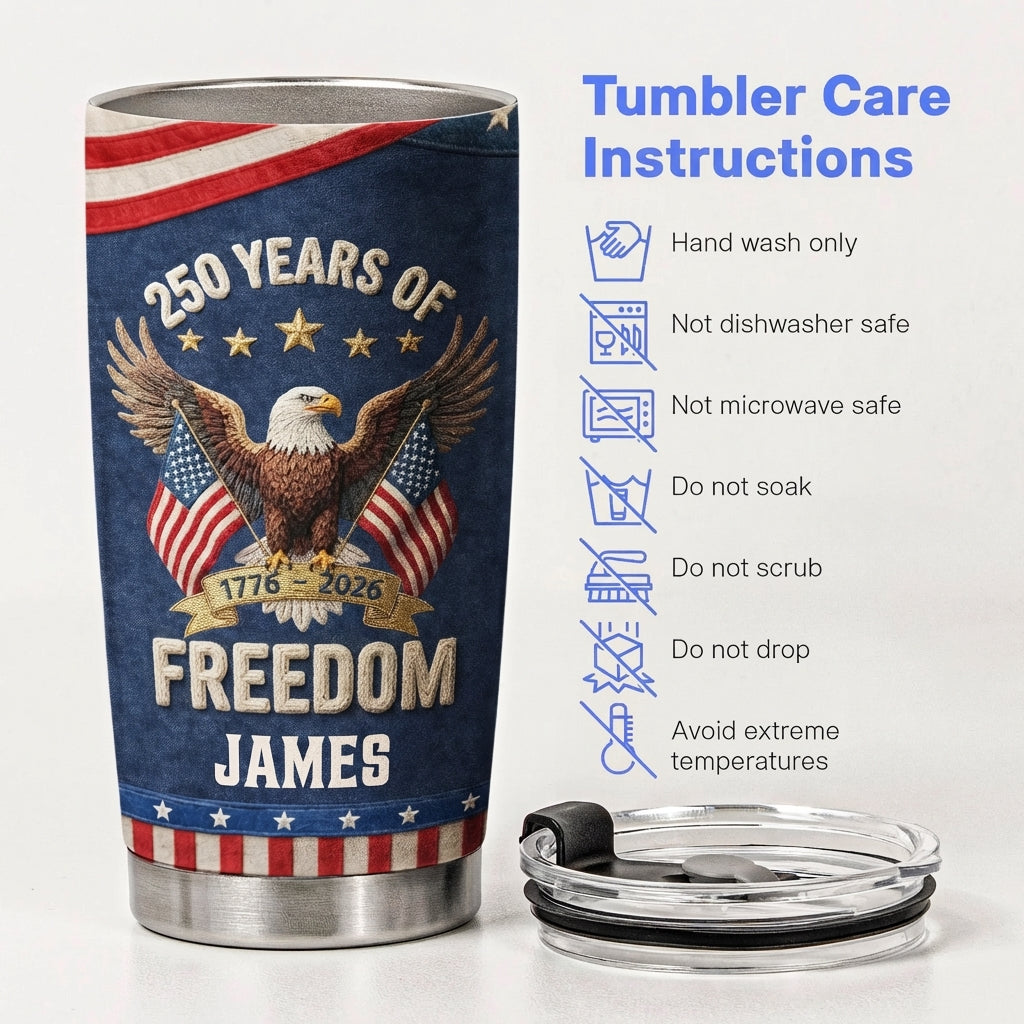 250Th Anniversary USA Patriotic Faux Pattern - Personalized Tumbler Cup