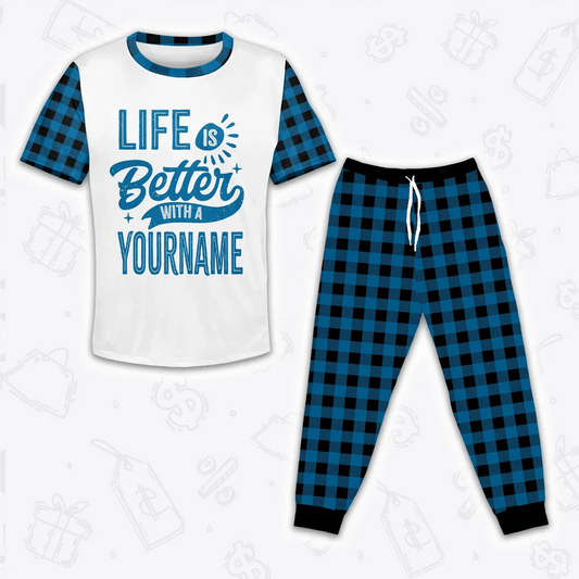 Custom Buffalo Plaid Pajamas Set Tshirt & Pants EV1