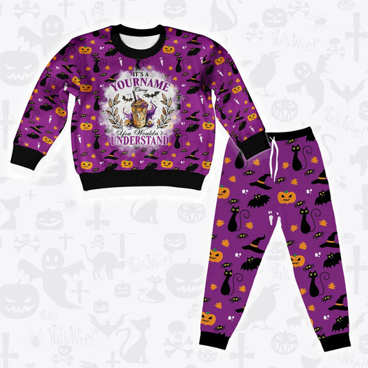 Custom Horror Halloween Pajamas Set Cozy Sweater & Pants Sleepwear HL2
