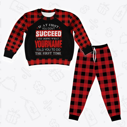 Custom Buffalo Plaid Pajamas Set Sweater & Pants EV2