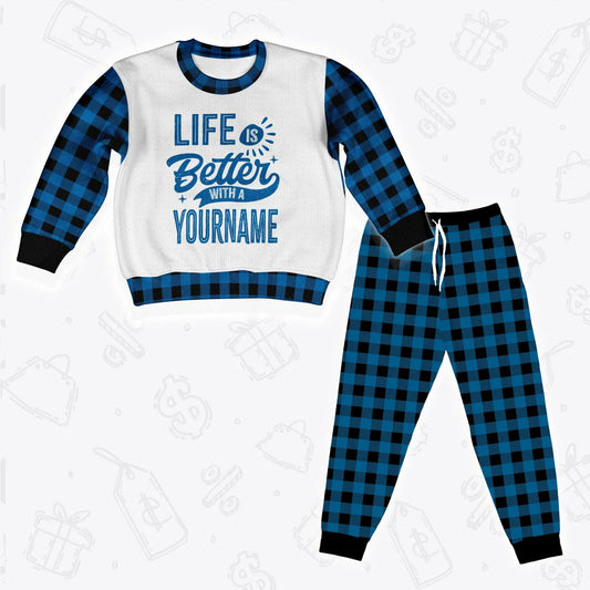 Custom Buffalo Plaid Pajamas Set Sweater & Pants EV1