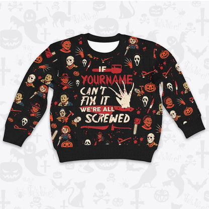 Custom Horror Halloween Pajamas Set Cozy Sweater & Pants Sleepwear HL1