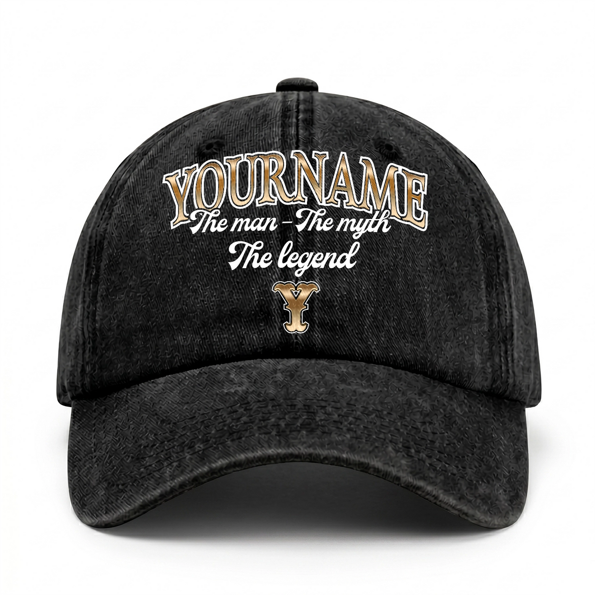The Man - The Myth - The Legend Denim Cap C21PF - Personalized Name Cap