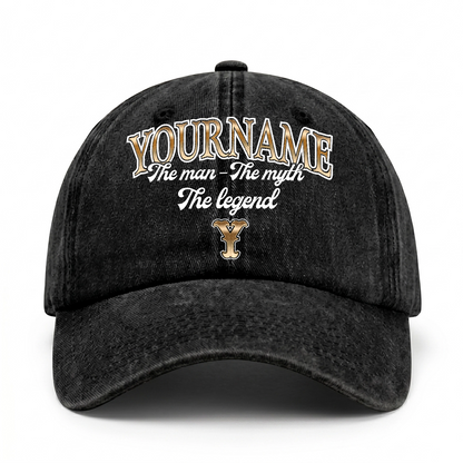 The Man - The Myth - The Legend Denim Cap C21PF - Personalized Name Cap