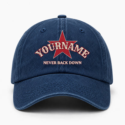 Never Back Down Western Denim Cap C61PF - Personalized Name Hat