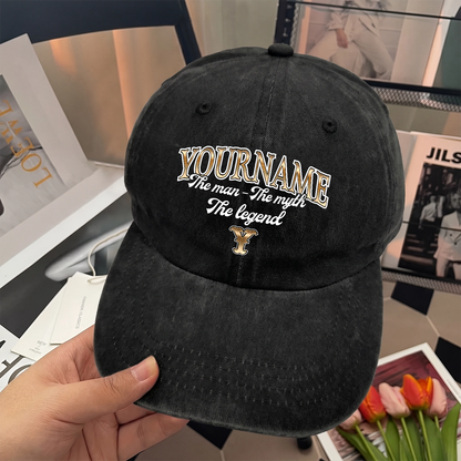 The Man - The Myth - The Legend Denim Cap C21PF - Personalized Name Cap