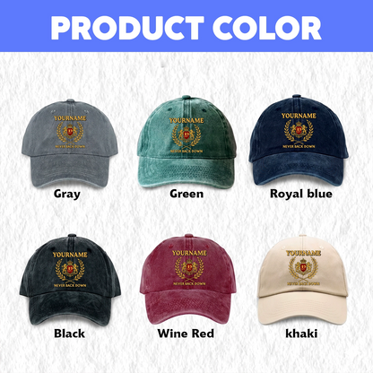 Never Back Down Denim Cap C60PF - Personalized Name Hat