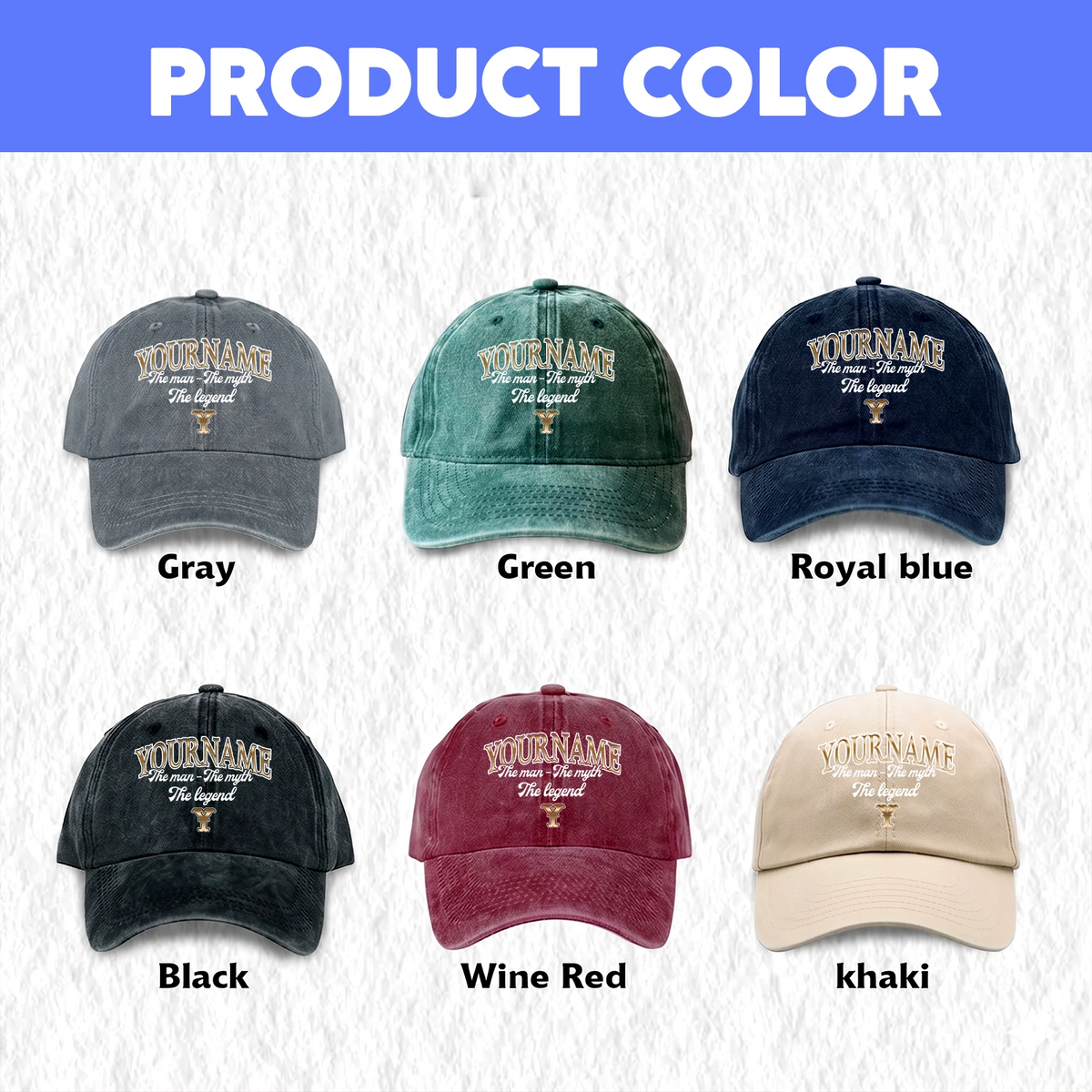 The Man - The Myth - The Legend Denim Cap C21PF - Personalized Name Cap