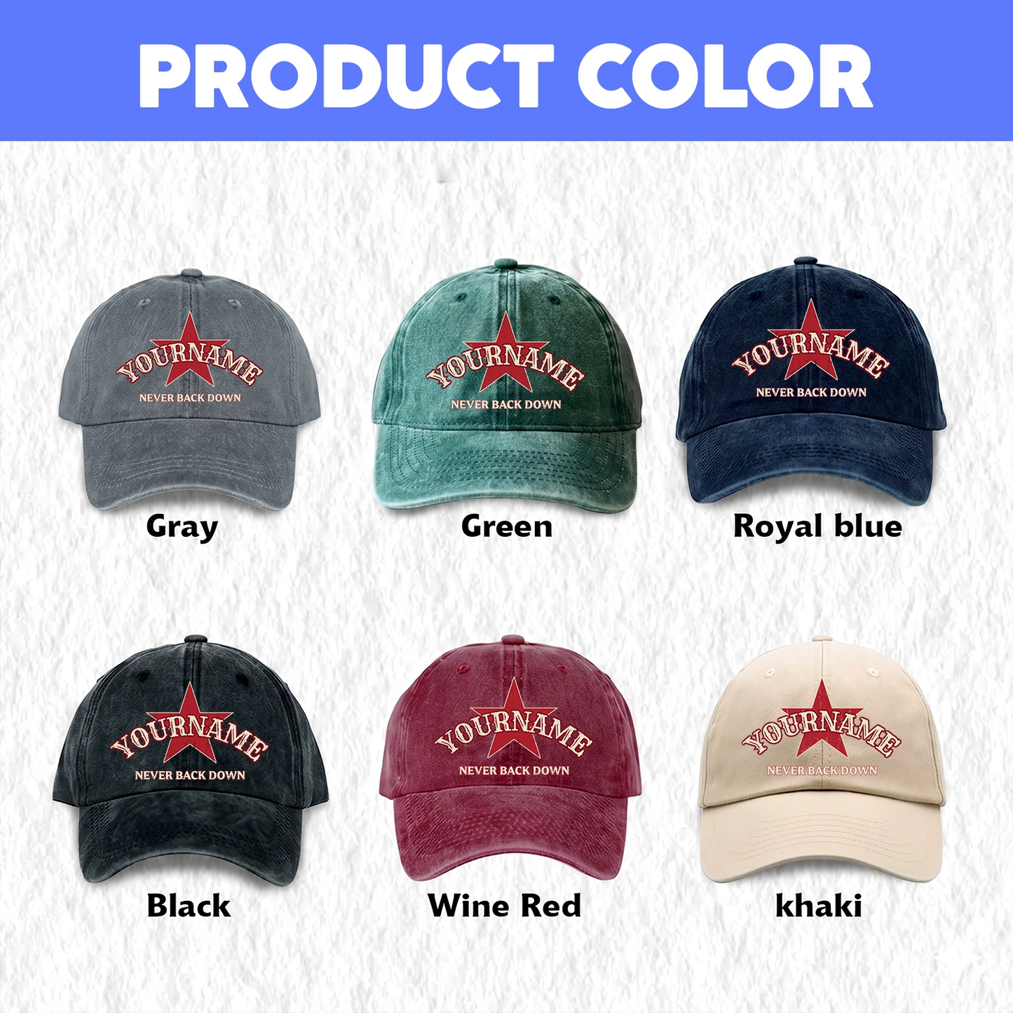 Never Back Down Western Denim Cap C61PF - Personalized Name Hat