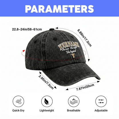 The Man - The Myth - The Legend Denim Cap C21PF - Personalized Name Cap