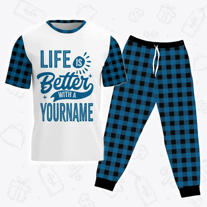Custom Buffalo Plaid Pajamas Set Tshirt & Pants EV1
