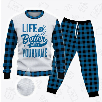 Custom Buffalo Plaid Pajamas Set Sweater & Pants EV1