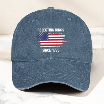 Rejecting Kings Since 1776 - Personalized Distressed Denim Cap