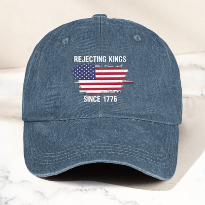 Rejecting Kings Since 1776 - Personalized Distressed Denim Cap