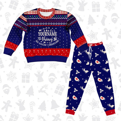 Custom Chrismas Pajamas Set Cozy Sweater & Pants Sleepwear
