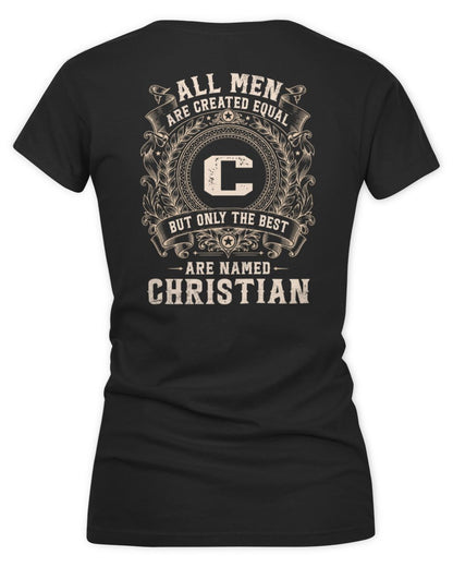 All Men Are Created Equal Cool Logo Shirt CHRISTIAN M1-60 / Women's V-Neck T-Shirt / black