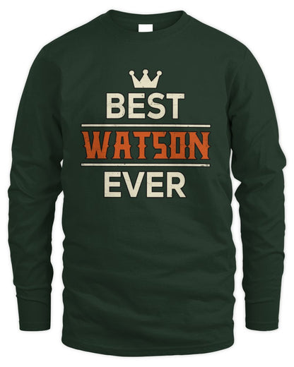 Best Your Name With Crown Shirt WATSON M1-59 / Men's Long Sleeved T-Shirt / forest green