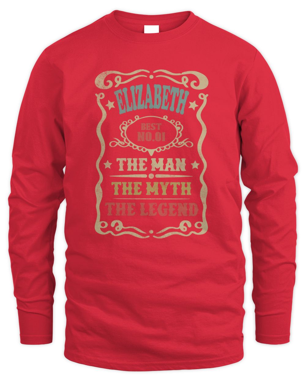 The Man The Myth The Legend Vintage Gold Wine Shirt ELIZABETH M1-52 / Men's Long Sleeved T-Shirt / red