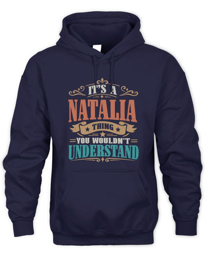 It’s a Name Thing Personalized Retro T-Shirt NATALIA M1-47 / Unisex Hoodie / navy