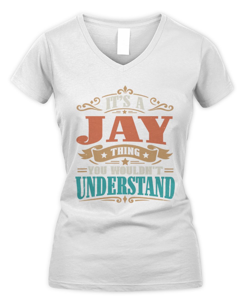 It’s a Name Thing Personalized Retro T-Shirt JAY M1-47 / Women's V-Neck T-Shirt / white