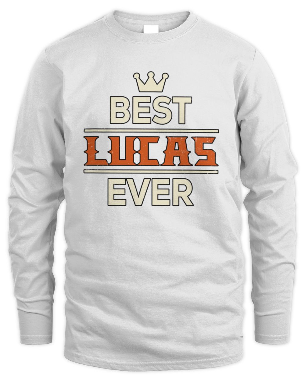 Best Your Name With Crown Shirt LUCAS M1-59 / Men's Long Sleeved T-Shirt / white