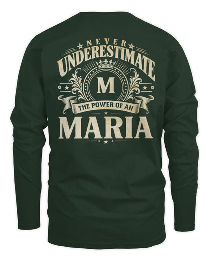 Never Underestimate Your Name Luxury Logo Shirt MARIA M1-63 / Men's Long Sleeved T-Shirt / forest green