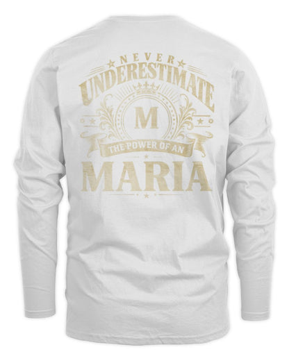 Never Underestimate Your Name Luxury Logo Shirt MARIA M1-63 / Men's Long Sleeved T-Shirt / white