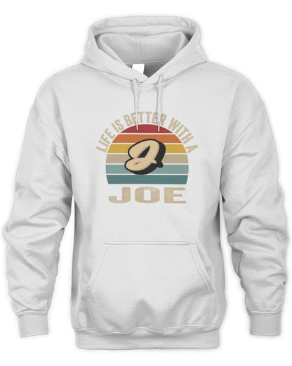 Life Is Better with Name Vintage Sun Shirt JOE M1-50 / Unisex Hoodie / white