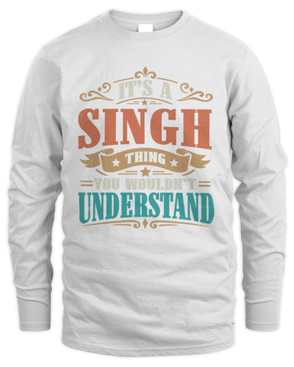 It’s a Name Thing Personalized Retro T-Shirt SINGH M1-47 / Men's Long Sleeved T-Shirt / white