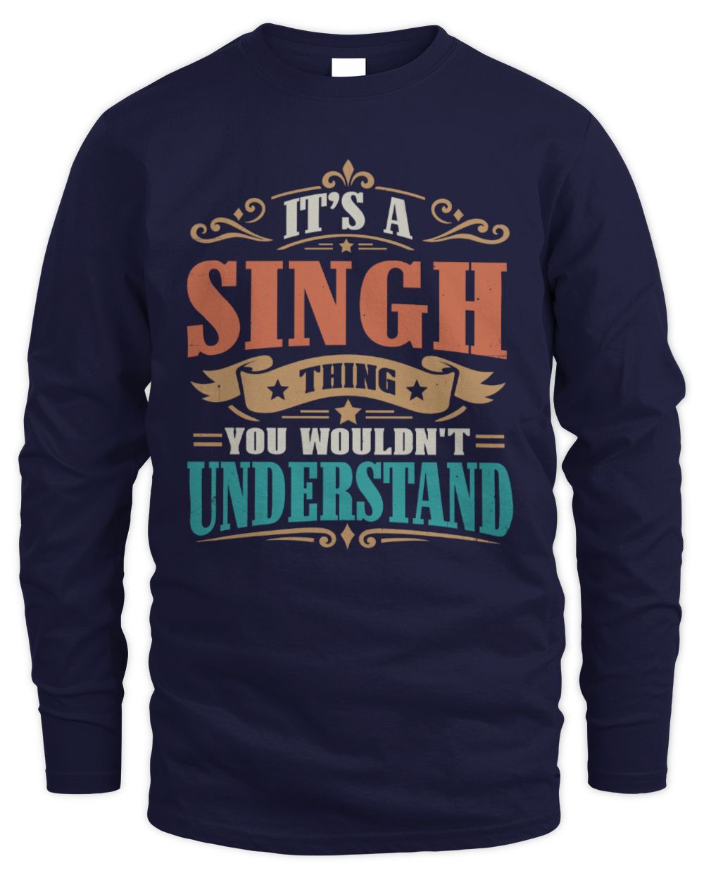 It’s a Name Thing Personalized Retro T-Shirt SINGH M1-47 / Men's Long Sleeved T-Shirt / navy