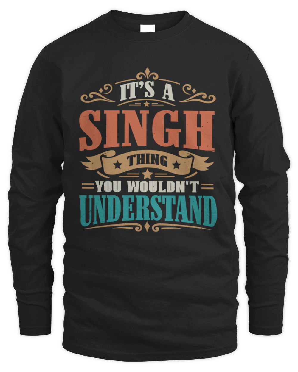 It’s a Name Thing Personalized Retro T-Shirt SINGH M1-47 / Men's Long Sleeved T-Shirt / black