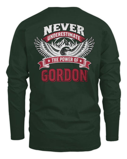 Never Underestimate Your Name Eagle Mountain Shirt GORDON M1-61 / Men's Long Sleeved T-Shirt / forest green