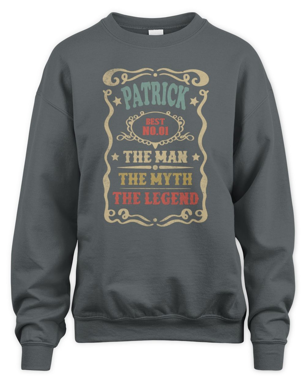The Man The Myth The Legend Vintage Gold Wine Shirt PATRICK M1-52 / Unisex Sweatshirt / charcoal