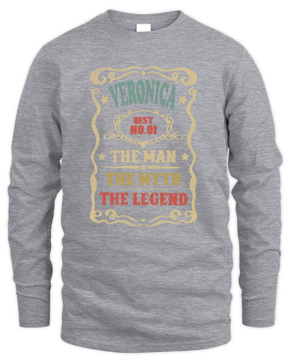 The Man The Myth The Legend Vintage Gold Wine Shirt VERONICA M1-52 / Men's Long Sleeved T-Shirt / sport grey