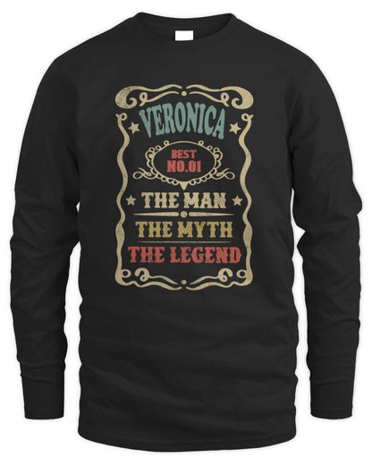 The Man The Myth The Legend Vintage Gold Wine Shirt VERONICA M1-52 / Men's Long Sleeved T-Shirt / black