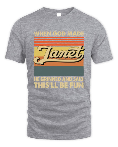 When God Made Your Name He Grinned Vintage T-Shirt JANET M1-55 / Unisex Standard T-Shirt / sport grey