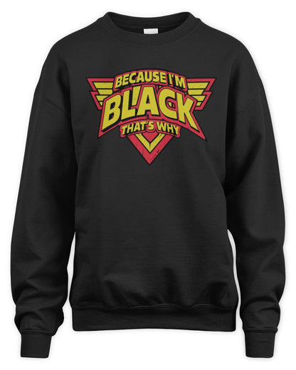 Because I'm Name That's Why Red and Yellow Logo Graphic T-Shirt BLACK M1-75 / Unisex Sweatshirt / black