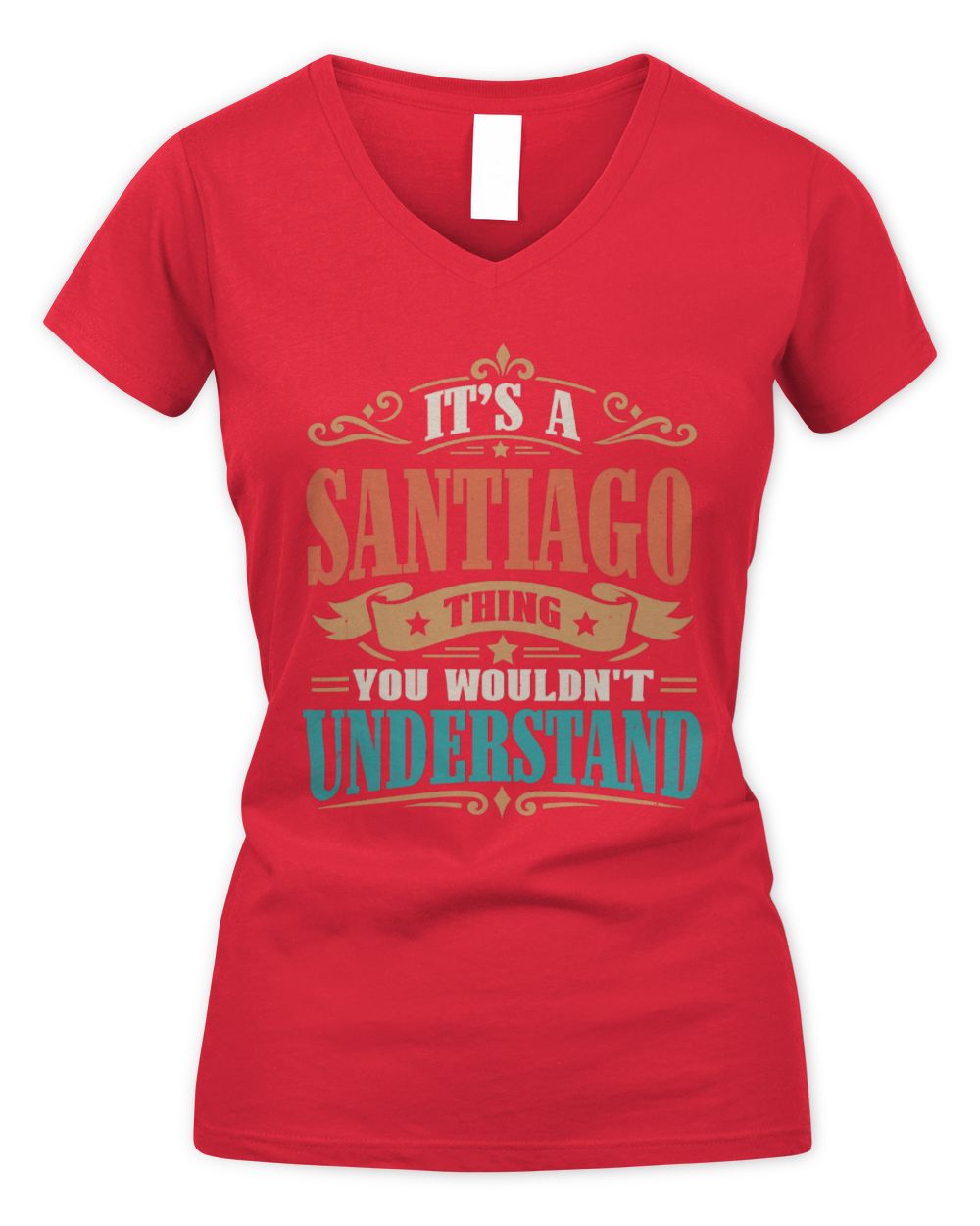 It’s a Name Thing Personalized Retro T-Shirt SANTIAGO M1-47 / Women's V-Neck T-Shirt / red