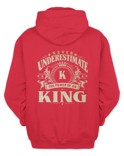 Never Underestimate Your Name Luxury Logo Shirt KING M1-63 / Unisex Hoodie / red
